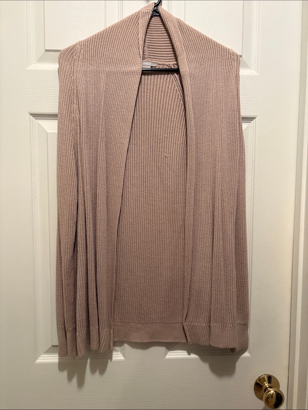 H&M Open-Front Ribbed Cardigan - Dusty Pink